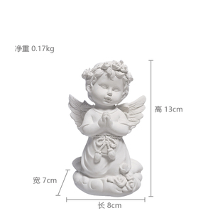 Résine rétro blanc agenouillé ange priant <span class=keywords><strong>avec</strong></span> des ailes nordique maison salon porche ange - Product Image 6