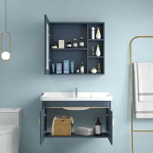 lavandino del bagno set completo Suppliers-Personalizzabile Colore Bianco Mobiletto del Bagno Moderno Con Specchio, lavabo lavandino del bagno armadio, mobili da bagno mobile vanity