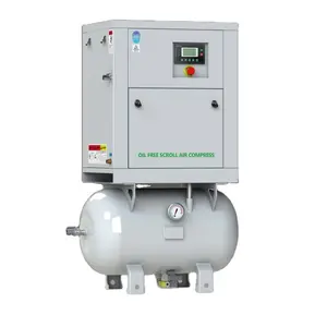 Yibang 5.5kw 7.5hp Scroll Olievrije Luchtcompressor 510l/Min 8bar 380V 50Hz Permanente Magneet Power 24l Tan Kwith Polymeer Membraan