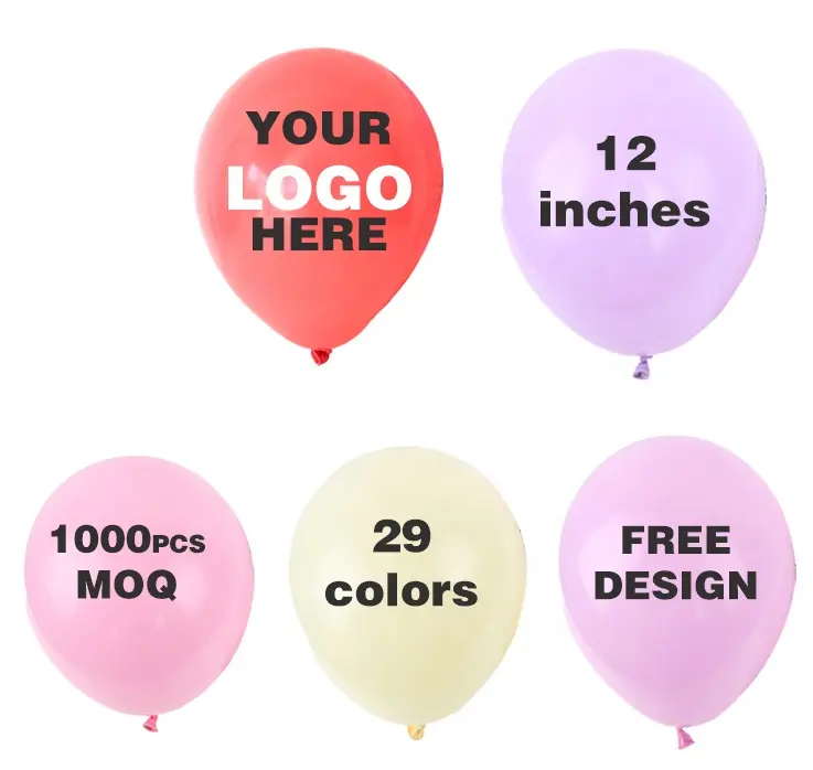 12 inches custom logo print Macaon color for wedding birthday new year party supplies decorations Macaron round balloon