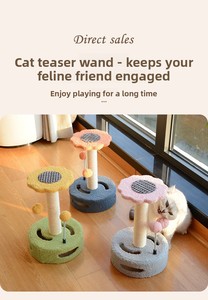 Árbol para Gatos de Madera y Lino con Plataforma Giratoria Interactiva y Pelota de Juguete - Poste Rascador Resistente para Gatos para Espacios Pequeños - Product Image 5