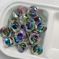 Perles pour la fabrication de chaînes de porte-clés DIY, série noire en acrylique, plaquées UV, transparentes, rondes, en forme de cœur, d'étoile, de fleur, carrées