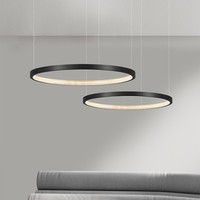 Lustre LED en forme d'anneau de style nordique, variateur de trois couleurs, télécommande pour salons/salles à manger, éclairage de luxe post-moderne