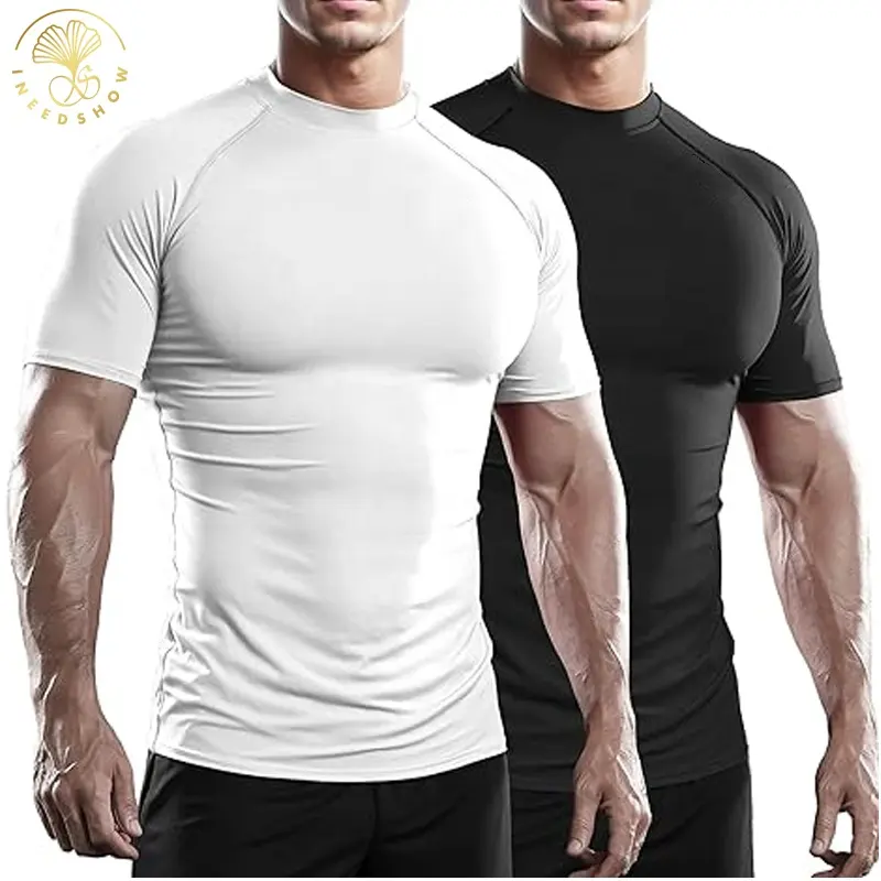 Camiseta esportiva masculina de manga curta esportiva de poliéster elastano ecológico de alta qualidade para treinamento de academia personalizada