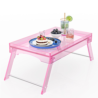 Plateau de lit en acrylique avec pieds pliables, plateau de petit-déjeuner pour canapé
