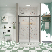 Puerta Corredera de Ducha con Marco de Vidrio, Diseño Moderno, Bandeja de ABS, Rejilla Negra y Aspecto Recto, Directo de Fábrica
