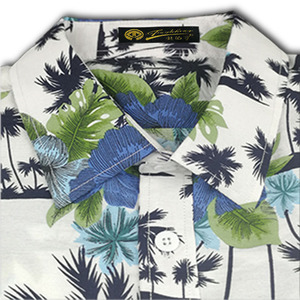 Suministro de fábrica de los hombres de algodón estilo tropical palm de manga corta impresas de manga corta camisa hawaiana - Product Image 4