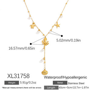 สร้อยคอจี้แฟชั่นฮาวายฤดูร้อน สร้อยคอเปลือกหอยเคลือบทอง 14k 18k PVD  ทำจากสแตนเลสสตีล 316L สำหรับผู้หญิง - Product Image 6