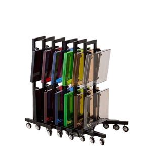 Carrito de Salón Acrílico con Bandeja Cuadrada y Redonda Opcional, con Soporte para Secador de Pelo, Carrito de Belleza Plegable con Ruedas - Product Image 2
