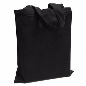 Sac fourre-tout en toile de coton naturel noir recyclé écologique avec logo personnalisé - Product Image 3