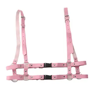 Sabuk Kulit Goth Punk Pink untuk Wanita, Sabuk Kulit PU, Sabuk Suspender Wanita, Sabuk 2021