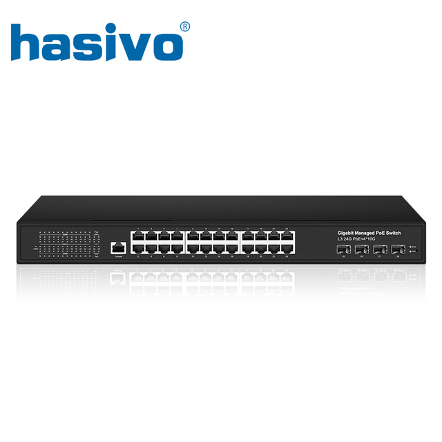 24 Port PoE Gigabit Switch with 4*10G SFP+ L3 VLAN Managed PoE Switch QoS LACP VLAN Support
