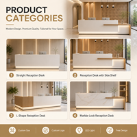 Bureau de réception moderne en bois massif sur mesure pour hôtel, clinique, bureau, éclairage LED, fabrication OEM ODM, marque Qianyang, modèle QY05