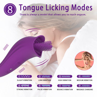 Vibrateur en forme de langue, 8 modes de fréquence, masseur de stimulation orale en silicone pour femmes