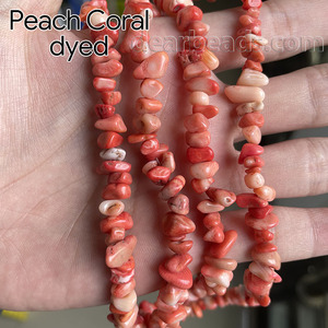 Perles en pierre de corail de bambou de pêche de puce naturelle bon marché, <span class=keywords><strong>orange</strong></span> pour les bracelets de femme faisant 8mm irrégulier - Product Image 2