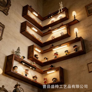 Wall Mounted <b>Corner</b> Display Rack 20x40x8cm With <b>Led</b> <b>Light</b> For Figurine And Toy Storage Shelf - Product Image 4