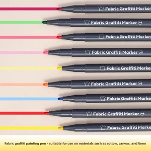 Nouveau <span class=keywords><strong>stylo</strong></span> de peinture textile Languo 6 couleurs pour vêtements, <span class=keywords><strong>marqueur</strong></span> graffiti pour vêtements à peindre soi-même, aquarelle textile - Product Image 4