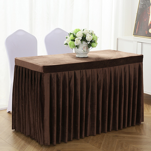 Couverture de table de conférence rectangulaire en velours hollandais blanc/noir, 1 pièce, jupe de table pour mariage, événement, fête, bureau, décoration - Product Image 1