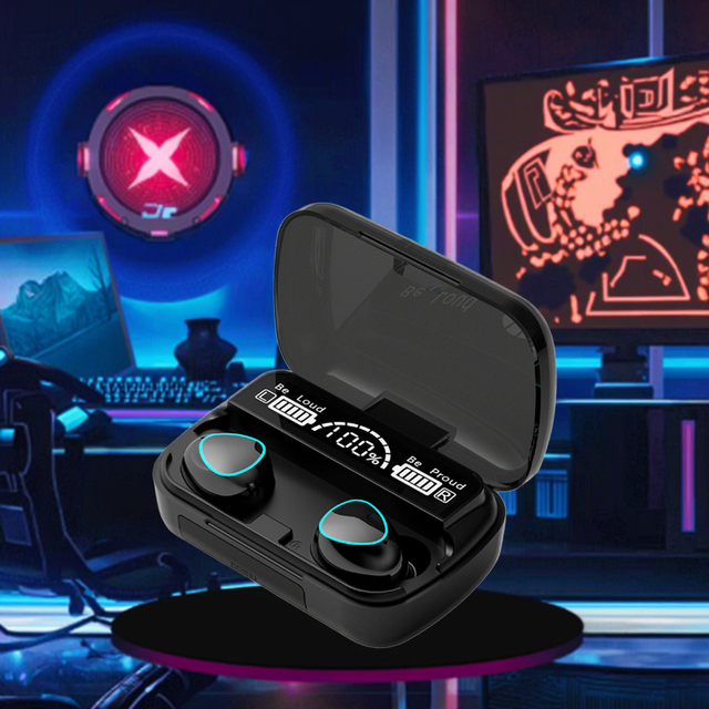 M10 TWS In-Ear Gaming Headphones Waterproof Wireless Earbuds LED Battery Indicator USB Connectivity HI-FI Sound for Mobile Phone