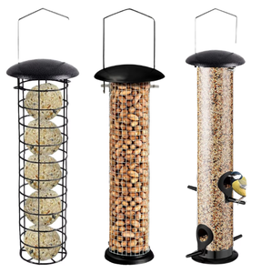 Mangeoires d'oiseaux sauvages suspendues Stations d'alimentation en maille, Mangeoire à oiseaux en métal pour jardin, Mangeoire à oiseaux suspendue Set Seed Penut Fatball - Product Image 1