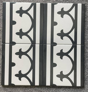 Azulejos de Porcelana Mate de Estilo Nórdico en Blanco y Negro, 200x200, Azulejos Pequeños para Piso, Decorativos, Retro, con Borde de Ladrillo - Product Image 2