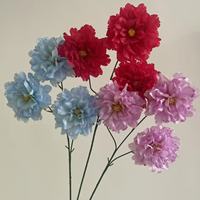 3 pivoines d'hibiscus pour décoration de mariage et de maison, fleurs artificielles en plastique et en soie, fleurs de pivoine simulées