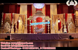 เวทีงานแต่งงานธีมราชวัตตาพร้อมวิหาร  งานแต่งงานแบบดั้งเดิมของอินเดีย  เวทีวิหารงานแต่งงานสุดอลังการ  จัดงานแต่งงานสุดหรูด้วยเวทีไฟเบอร์สีทอง - Product Image 3