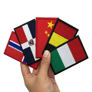 JT FREE SAMPLE Custom Various Country Flag Design Velcroc Backing Woven Embroidery Patches For Clothing Hat