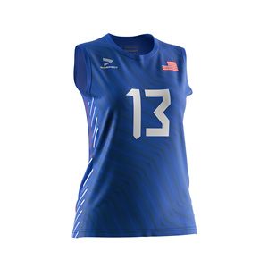 Camiseta Deportiva Azul de Secado Rápido Oem Odm, Top sin Mangas para Voleibol, Ropa de Voleibol Personalizada por Sublimación para Mujer - Product Image 5