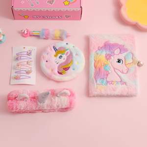 Set de Cuaderno de Peluche de Unicornio de Dibujos Animados, Caja de Regalo, Accesorios para el Cabello para Niños, Bolsa de Papelería, Premio para Estudiantes, Modelo SM85 Hecho en China - Product Image 2