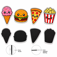 Aimant de réfrigérateur personnalisé en acrylique, tranche de pizza, motif alimentaire Kawaii, découpé à la forme, 3 mm, support magnétique noir, en vrac, décoration de cuisine