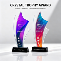 Trophée en cristal coloré personnalisé avec impression UV ZP, plaque en verre gravée au laser avec base noire, prix personnalisé