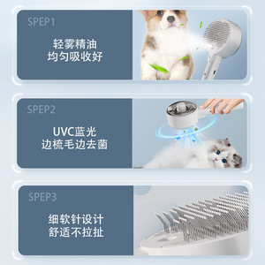 Cross-border Pet Spray Comb 300mAh Rechargeable <b>Cleaning</b> Massage Comb For Dogs Cats Anti-Hair Loss Grooming <b>Tool</b> - Product Image 2