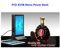 Affichage publicitaire sur table de restaurant, signalisation numérique, panneau publicitaire rétroéclairé par LED, menu, batterie externe, chargeur de téléphone portable