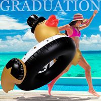 Bouée de natation gonflable en PVC en forme de canard, personnalisée OEM, lot de 2, pour la remise des diplômes 2026, avec pompe, pour adultes - Flotteur de piscine et fournitures pour fêtes de plage
