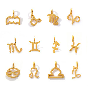 Colgante con Signo Zodiacal Acuario, Acero Inoxidable, Bañado en Oro, Joyería Astrológica para Mujer - Product Image 1