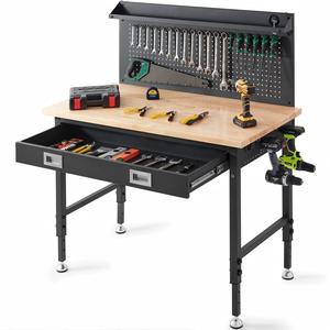 Banc de travail robuste à hauteur réglable, capacité de 2000 lb, <span class=keywords><strong>planche</strong></span> en chêne, cadre en acier pour garage, atelier - Product Image 1