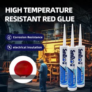 High Temperature 315℃ Silicone Sealant RTV <b>Adhesive</b> Electronics Red Super Glue Bonder High Temperature for Fireplaces Boiler - Product Image 5