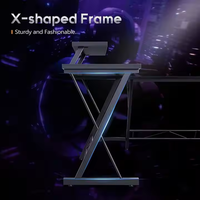Table d'ordinateur design d'angle Grand bureau Table de jeu E-sports noire en forme de L