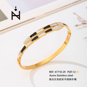 Bracciale a serpente con conchiglie bianche e nere in acciaio inossidabile, braccialetto raffinato - Product Image 3