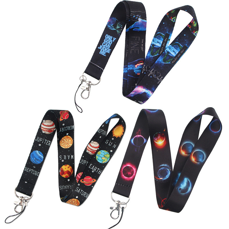 Fashion Star Moon Sun Astronaut Mobile Phone Lanyards Anti-Lost Student Work Nurse Card Holder Lanyard Custom Satin Lanyards Image 2