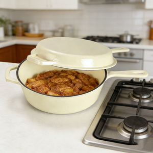 <span class=keywords><strong>Olla</strong></span> Holandesa de <span class=keywords><strong>Hierro</strong></span> <span class=keywords><strong>Fundido</strong></span> Esmaltado Blanco con Doble Asa, <span class=keywords><strong>Olla</strong></span> Profunda para Uso Versátil en la Cocina, para Hornear Pan, Sopa y Caldos - Product Image 6