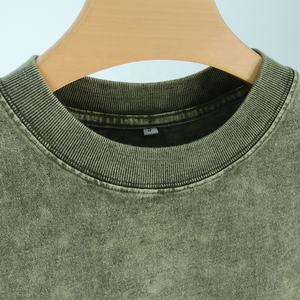 เสื้อยืดผ้าฝ้ายโอเวอร์ไซส์สำหรับผู้ชายเสื้อล้างลายกรดแบบวินเทจ - Product Image 3