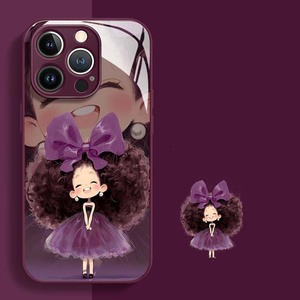 Grande <span class=keywords><strong>capelli</strong></span> <span class=keywords><strong>ricci</strong></span> ragazza stampa vetro PC TPU Cover posteriore per Iphone 6 7 8 SE X Xr XS 11 12 13 14 15 16 17 Pro Max - Product Image 4