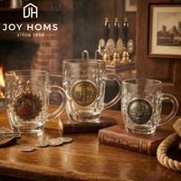Verre à bière en verre épais classique de 500 ml, sans plomb, avec logo métallique personnalisé, idéal pour les fêtes à domicile et les mariages – Vente chaude