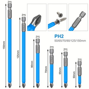 Hongxing Anti-slip Ph2 Screwdriver Bit Set 7pcs 25mm 50mm 65mm 70mm 90mm 127mm 150mm For Electric Drill Manual Use - Product Image 2