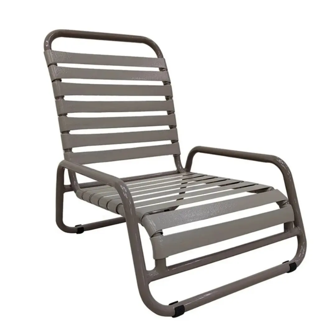 New Color garden patio outdoor PVC belt chair beach camping brown white customized aluminum Chaise poolside sun lounger chair