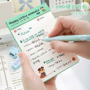 80sheets Cute Animal Print Hardcover Tearable Lined Memo <b>Pads</b> Title Date Bar Portable for Office/School Daily - Product Image 4