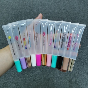 Slim 15ml lip gloss container lip balm soft tubes custom logo clear transparent lipgloss squeeze tube with packaging box