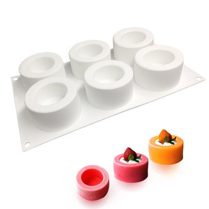 6-Cavity Cylindrical Silicone Mousse Mold Non-Stick Cake Mold For DIY Desserts And Candles - Product Image 1